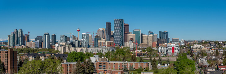 View of Calgary's skyline on a beautiful spring morning. 