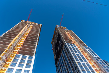 Condo towers under construction in the city of Calgary.