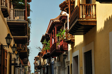 Fototapeta na wymiar Colonial street, Cartagena
