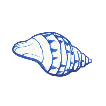 recommend clip art: Illustrations of underwater life objects - blue sea shell, marine design. Watercolor hand drawn painting illustration isolated on white background.