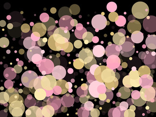 Pink gold confetti circle decoration for Christmas card background. 