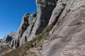 Fototapeta na wymiar Beautiful mountain valley and granite rock wall Andringitra national park Madagascar