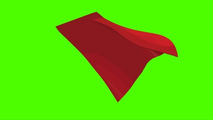 Superhero cape animation. Super hero cloak.Heroic style template. Superhero cloak in cartoon style. Vintage concept. Isolated black background. Green screen.
