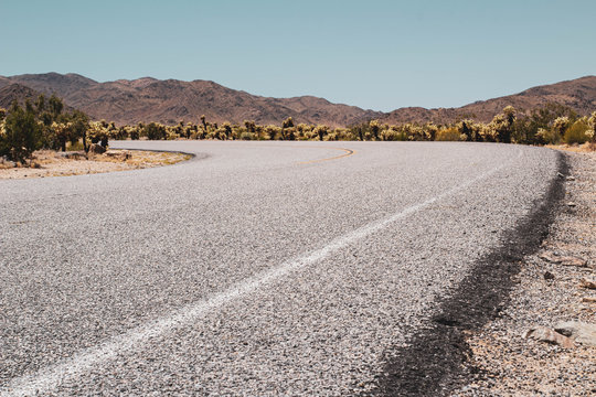 Deserted desert road - Joshua Tree National Park
