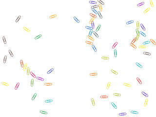 Stationary paperclips isolated on white background