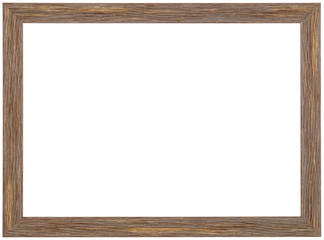 Beige wooden frame isolated on white background.