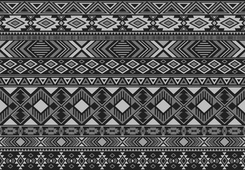 Ikat pattern tribal ethnic motifs geometric seamless vector background. Graphic ikat tribal motifs clothing fabric textile print traditional design with triangle and rhombus shapes.
