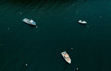 Boats at rest in Southwest Harbor Bar Harbor Maine in spring time