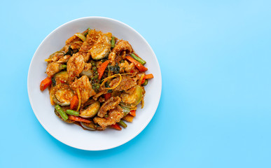 Thai food, Spicy stir-fried pork with herbs