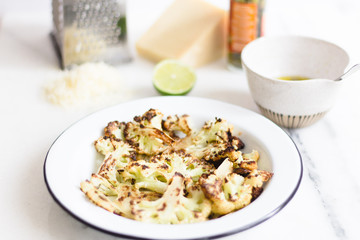 Roasted cauliflower with parmesan and lime juice
