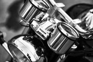 motorcycle close-up. beautiful chrome details.