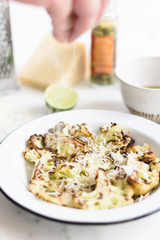 Roasted cauliflower with parmesan and lime juice