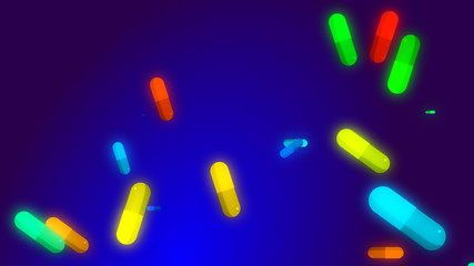 Drug prescription forpill medicine capsule pattern with blue background. Abstract healthcare technology and science medical  concept.