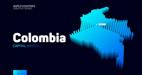 Fototapeten Isometric map of Colombia with blue hexagon lines © igor