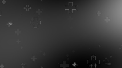 edical health cross neon light shapes pattern on black background. Abstract healthcare with coronavirus infected deaths case concept.