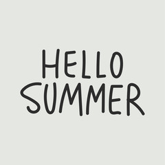 Obraz premium Vector handwritten lettering composition. Phrase Hello Summer. Vector illustration