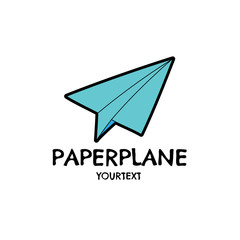 paper plane hand drawn logo design