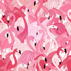 Bright Pink Flamingo Seamless Vector Pattern