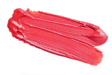 red lipstick stroke isolated on white background