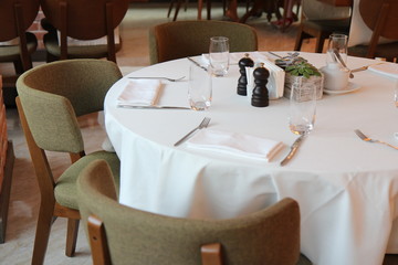 table in the hotel restaurant