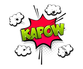 Comic text kapow speech bubble pop art style