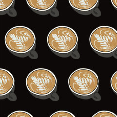 coffee latte art seamless pattern, vector illustration