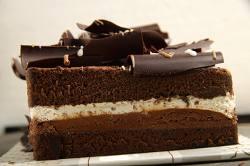 Brownies cake with shaved cocholate topping