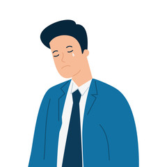 young businessman sad , wearing working outfit vector illustration design