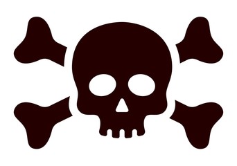 Black pirate skull and crossbones Medicaments Poison vector icon flat isolated