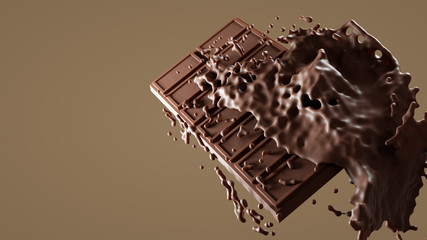 3D render. Background blank - chocolate bar for packaging