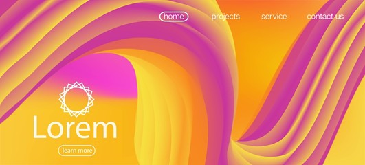 Geometric Bright Gradient Overlay. Landing Page, Orange, Pink Background. Neon 
