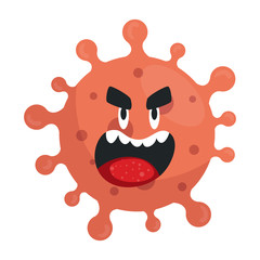carton coronavirus emoji, red cell with face, covid 19 emoticon vector illustration design