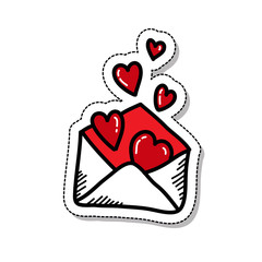 love letter doodle icon, vector illustration
