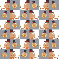 Jellyfish Witches Carry Hats and Wands Cute Illustration, Cartoon Funny Character, Pattern Wallpaper 