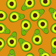 Cute Cartoon Avocado Kids Pattern Seamless