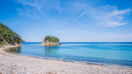  The Beach of Paolina on Elba island in Italy without people. Tuscan Archipelago national park. Mediterranean sea coast. Vacation and tourism concept. © Karyna