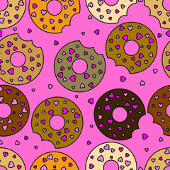 Cute Cartoon Donuts Kids Pattern Seamless