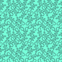 Cute Neon Lizard Kids Pattern Seamless