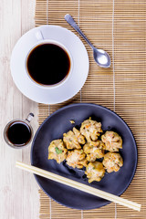 Dumpling with black coffee