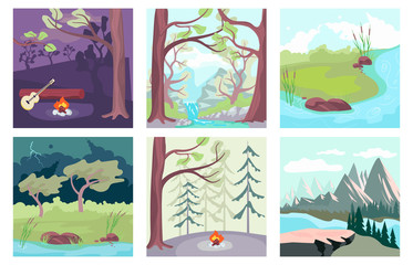 Set of landscape scenery banner