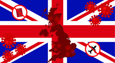 Obraz premium Quarantine uk Union Jack map Coronavirus pandemic 2020