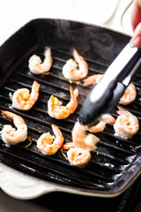 Seared shrimp on a grill pan
