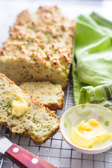 slice of zucchini bread with butter