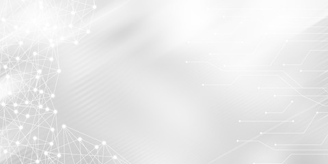 Gray halftone pattern with white line motion and network connection backdrop wallpaper. Clean Grey geometric background.