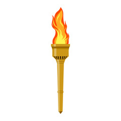 Vector illustration of torch, icon design, isolated on white background