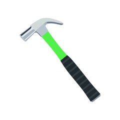 Hammer vector illustration isolated on white background, cartoon design, tool works