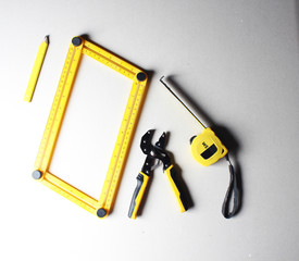 yellow tools construction tools ruler pasatigi