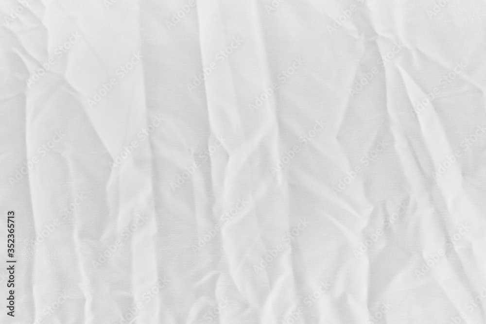Aufkleber white wrinkled cotton fabric canvas texture background close up for design blackdrop or overlay back