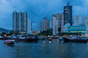Obraz premium Ap Lei Chau in the dark. Aberdeen, Hong Kong 