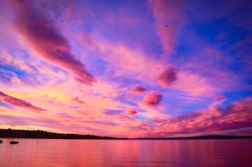 sunset over the lake